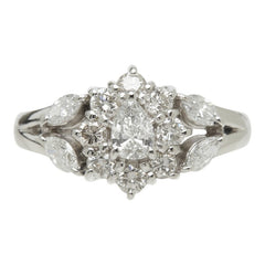 ダイヤモンド Pt900 プラチナ ダイヤ1.00ct フラワーモチーフ リング 指輪 レディース 9号 中古