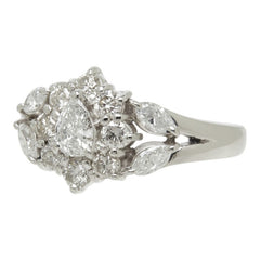 ダイヤモンド Pt900 プラチナ ダイヤ1.00ct フラワーモチーフ リング 指輪 レディース 9号 中古