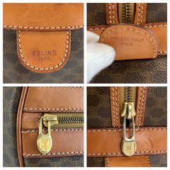 セリーヌ マカダム ボストンバッグ ハンドバッグ ブラウン PVC レザー レディース CELINE 中古