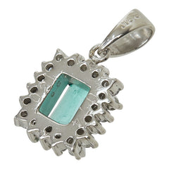 エメラルド ダイヤモンド Pt900 プラチナ エメラルド0.74ct ダイヤ0.21ct フラワーモチーフ ペンダントトップ ネックレス レディース 中古