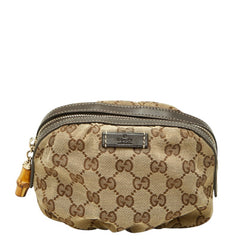 グッチ バンブー コスメポーチ アクセサリーポーチ 246175 ベージュ キャンバス レザー レディース GUCCI 中古