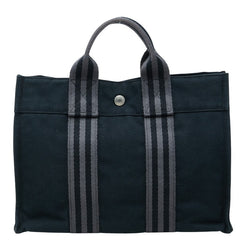 エルメス フールトゥ PM トートバッグ ブラック シルバー金具 キャンバス レディース HERMES 中古