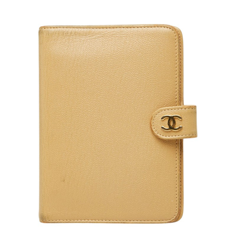 シャネル ココマーク 手帳カバー ベージュ レザー レディース CHANEL 中古