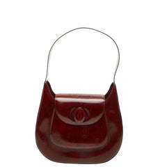 カルティエ ハッピーバースデー ハンドバッグ ワンショルダー ボルドー パテントレザー レディース CARTIER 中古