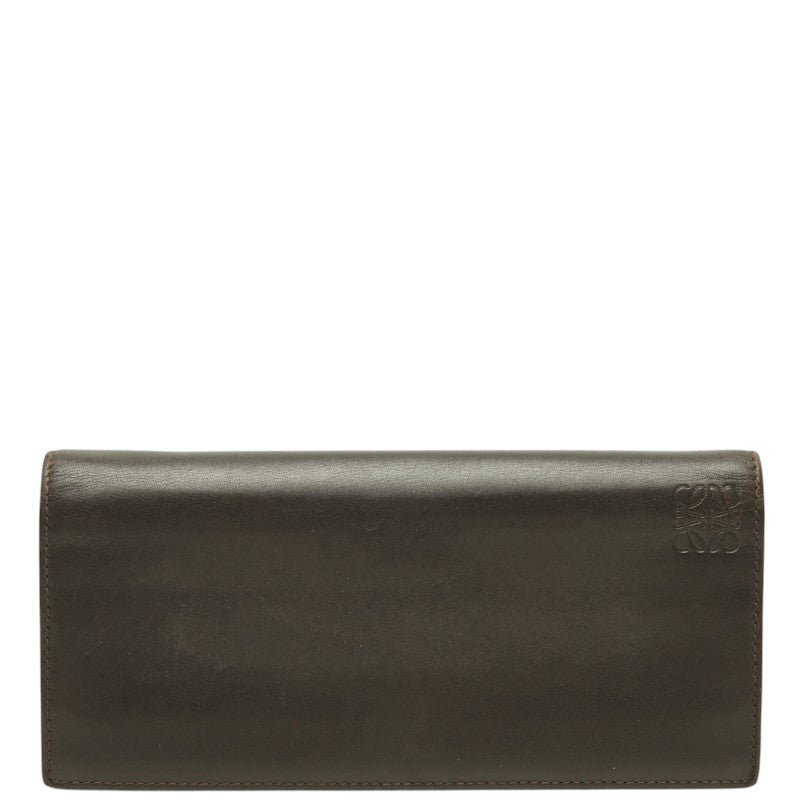 ロエベ アナグラム 長財布 ダークブラウン レザー メンズ LOEWE 中古