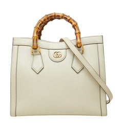 グッチ GGマーモント バンブー ダイアナ スモール ハンドバッグ ショルダーバッグ 2WAY 660195 ホワイト レザー レディース GUCCI 中古