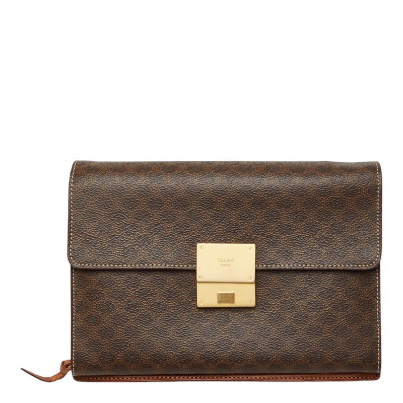 セリーヌ マカダム クラッチバッグ セカンドバッグ ブラウン PVC レザー レディース CELINE 中古