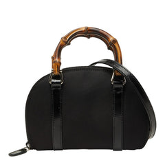 グッチ バンブー ハンドバッグ ショルダーバッグ 2WAY ブラック ナイロン レザー レディース GUCCI 中古