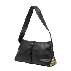 バーバリー ノバチェック フラップ トグル 肩掛け ワンショルダーバッグ ブラック レザー レディース BURBERRY 中古