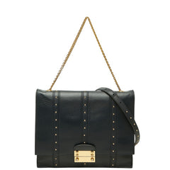 ヴァレンチノ ロックスタッズ フラップ ハンドバッグ ショルダーバッグ 2WAY ブラック レザー レディース Valentino 中古
