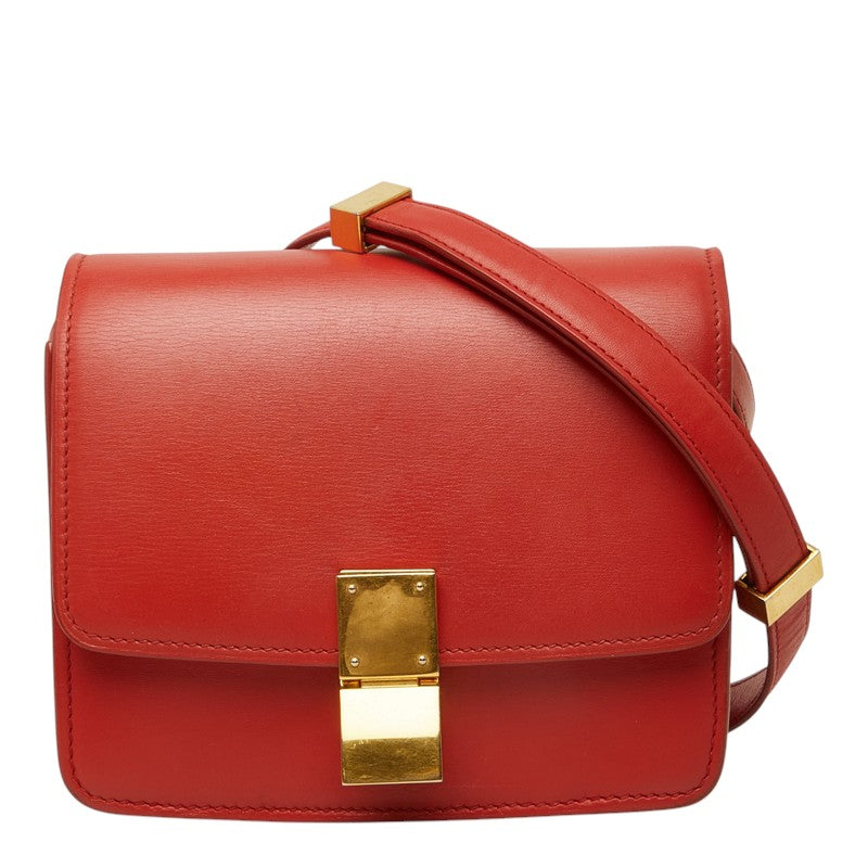 セリーヌ クラシックボックス ショルダーバッグ レッド レザー レディース CELINE 中古