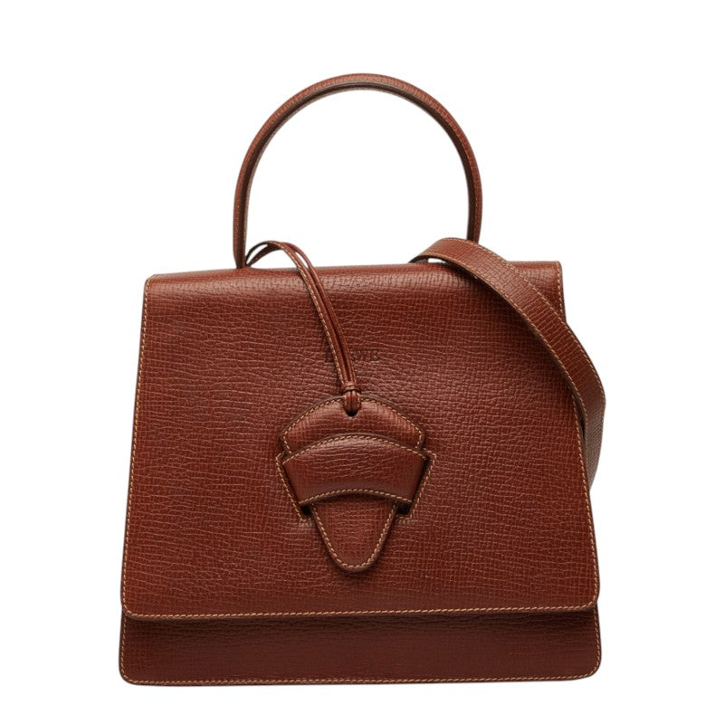 ロエベ バルセロナ ハンドバッグ 2WAY ショルダーバッグ ブラウン レザー レディース LOEWE 中古