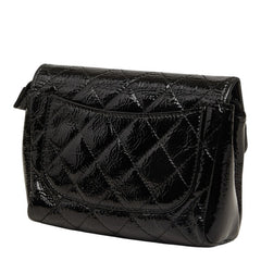 シャネル ココマーク マトラッセ ポーチ メイクポーチ メイクバッグ ブラック エナメル レディース CHANEL 中古