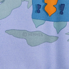 エルメス プチカレ ガヴロッシュ45 MEDITERRANEE 地中海 地中海の庭 ハンカチ ブルー系 シルク レディース HERMES 中古