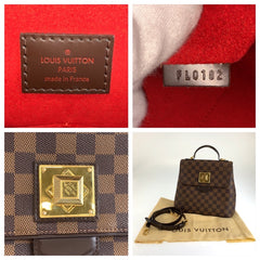 ルイ ヴィトン ダミエ ベルガモPM ハンドバッグ ショルダーバッグ 2way N41167 ブラウン PVC レディース LOUIS VUITTON 中古