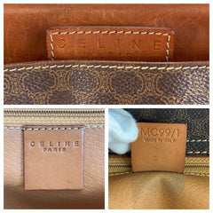 セリーヌ マカダム トートバッグ ハンドバッグ ブラウン PVC レザー レディース CELINE 中古