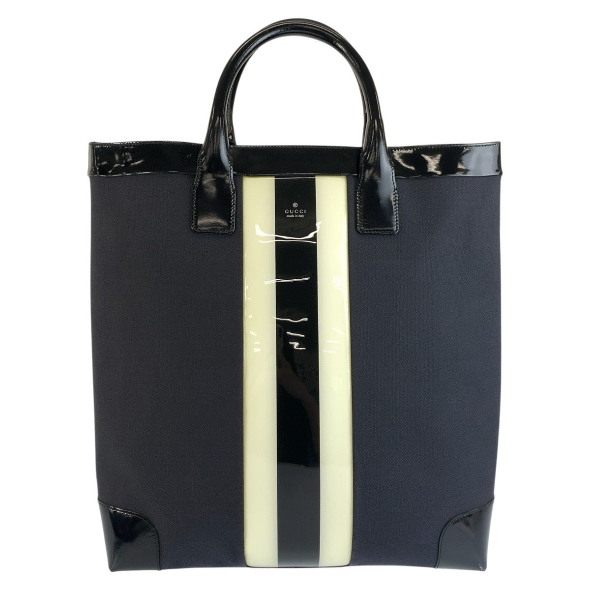 グッチ シェリーライン トートバッグ ハンドバッグ 002 1121 ブラック 黒 キャンバス パテントレザー レディース GUCCI 中古