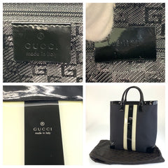 グッチ シェリーライン トートバッグ ハンドバッグ 002 1121 ブラック 黒 キャンバス パテントレザー レディース GUCCI 中古