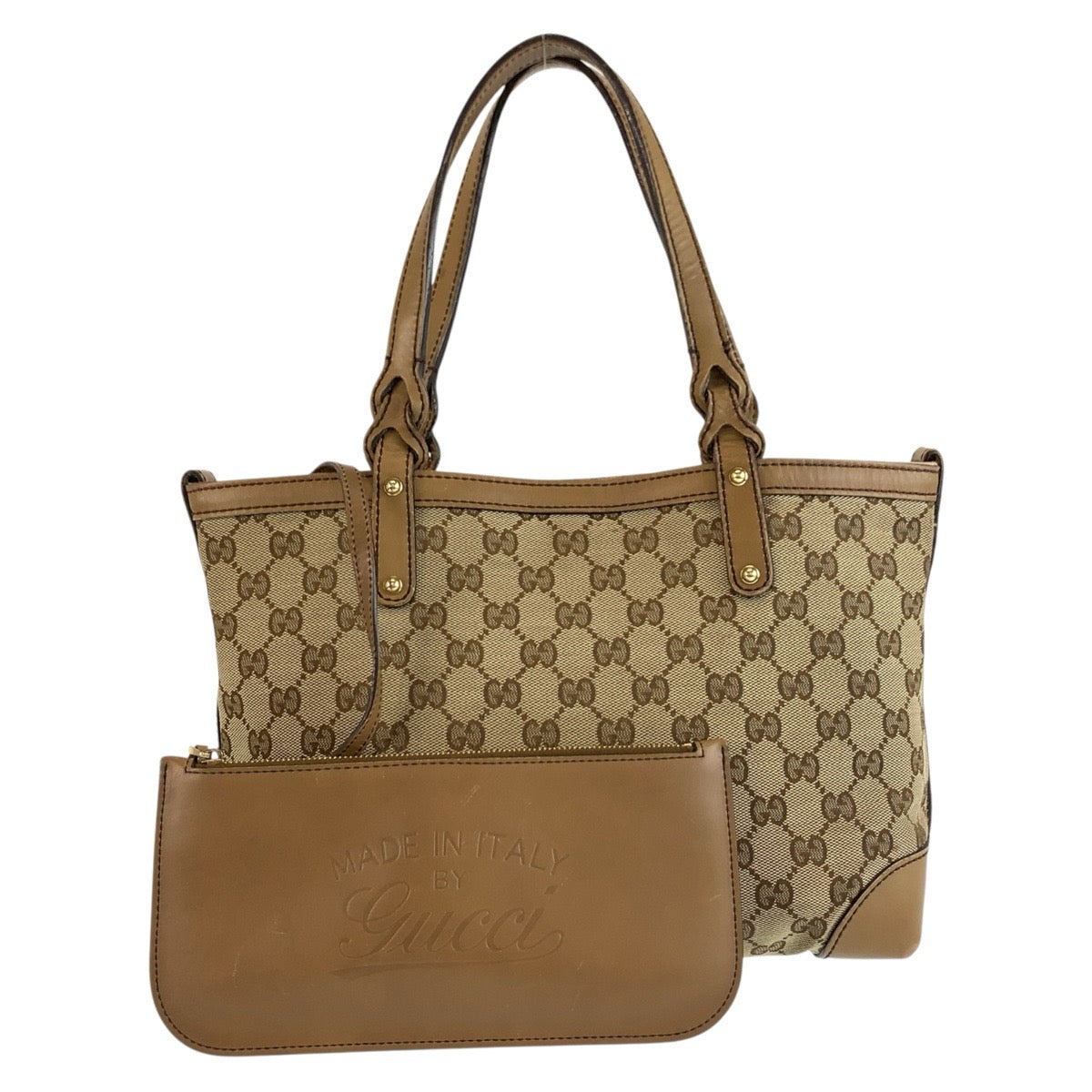 グッチ GGキャンバス トートバッグ ハンドバッグ 269878 ブラウン ベージュ キャンバス レザー レディース GUCCI 中古