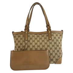 グッチ GGキャンバス トートバッグ ハンドバッグ 269878 ブラウン ベージュ キャンバス レザー レディース GUCCI 中古