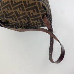 フェンディ ズッカ柄 バックパック リュックサック ブラウン ブラック レザー ナイロン レディース FENDI 中古