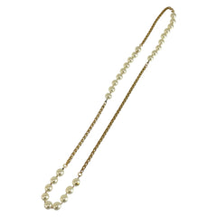 シャネル ロング ネックレス ゴールド メッキ フェイクパール レディース CHANEL 中古