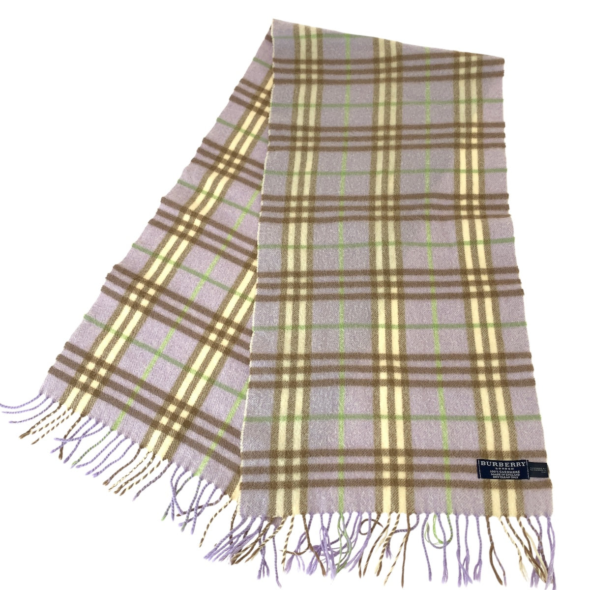 バーバリー チェック柄 マフラー 男女兼用 パープル マルチカラー カシミヤ レディース BURBERRY 中古