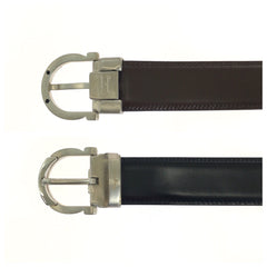 サルヴァトーレフェラガモ ガンチーニ リバーシブル ベルト ベルト ブラウン ブラック レザー 真鍮 メンズ Salvatore Ferragamo 中古
