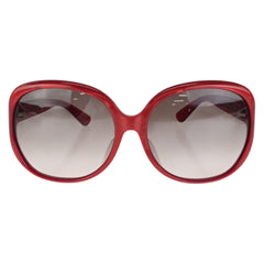 グッチ インターロッキングG サングラス 男女兼用 GG0080SK-004 レッド プラスチック メタル レディース GUCCI 中古