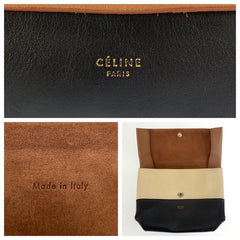 セリーヌ オールソフト ポーチ 小物入れ ブラウン ブラック レザー レディース CELINE 中古