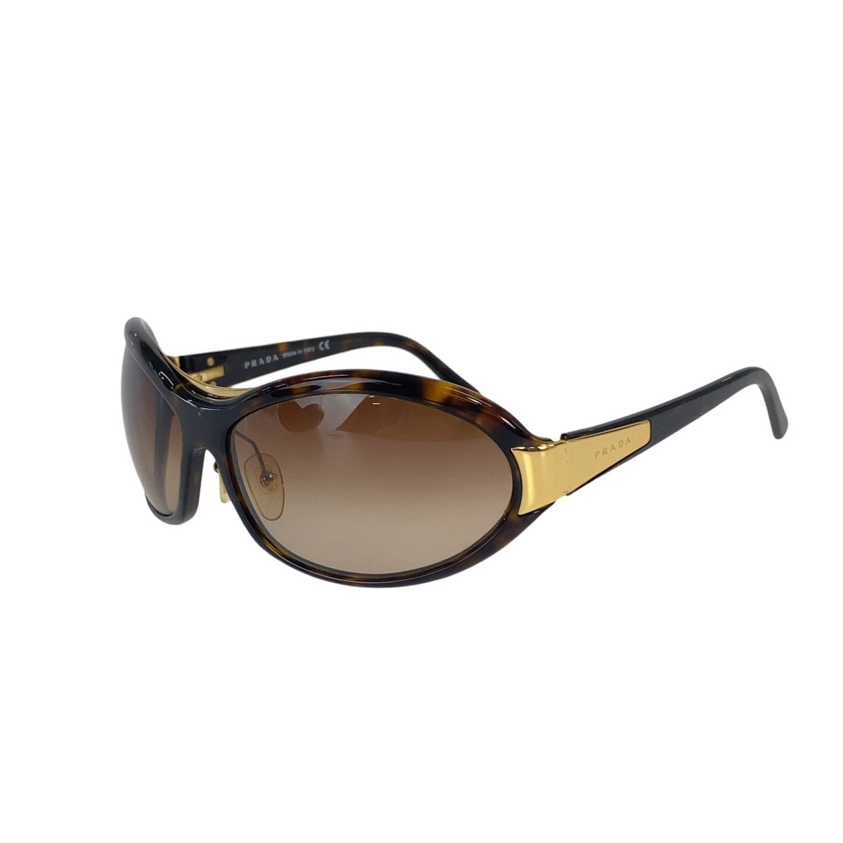 プラダ 男女兼用 サングラス ブラウン ゴールド プラスチック メタル メンズ PRADA 中古