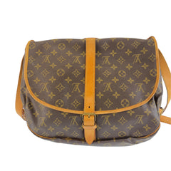 ルイ ヴィトン モノグラム ソミュール35 ショルダーバッグ メッセンジャーバッグ M42254 ブラウン PVC レザー メンズ LOUIS VUITTON 中古