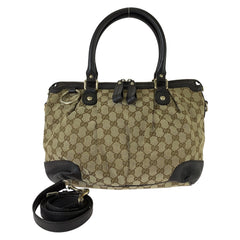 グッチ GGキャンバス スーキー トートバッグ ショルダーバッグ 2WAY 247902 ベージュ ブラウン キャンバス レザー レディース GUCCI 中古