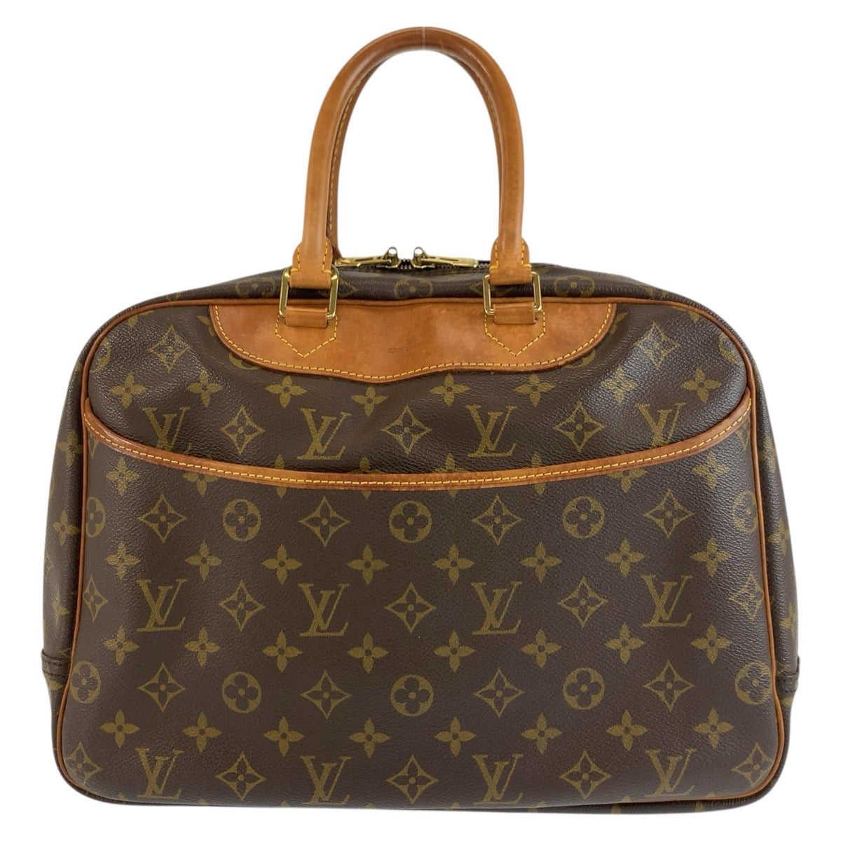 ルイ ヴィトン モノグラム ドーヴィル ハンドバッグ ボストンバッグ M47270 ブラウン PVC レザー レディース LOUIS VUITTON 中古