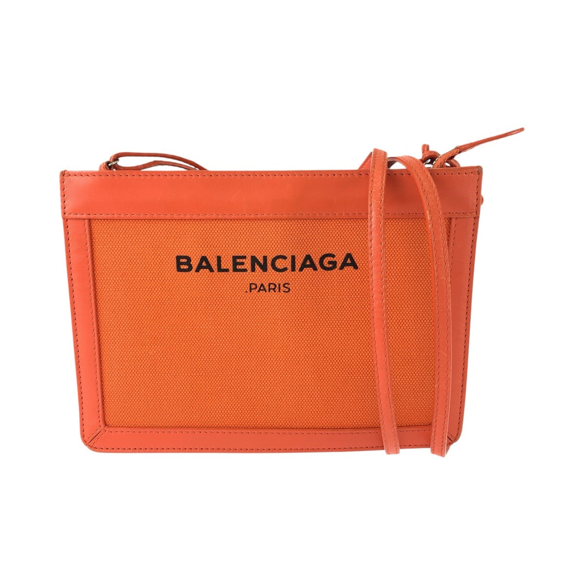 バレンシアガ ショルダーバッグ ポシェット 390641 オレンジ レザー キャンバス レディース BALENCIAGA 中古