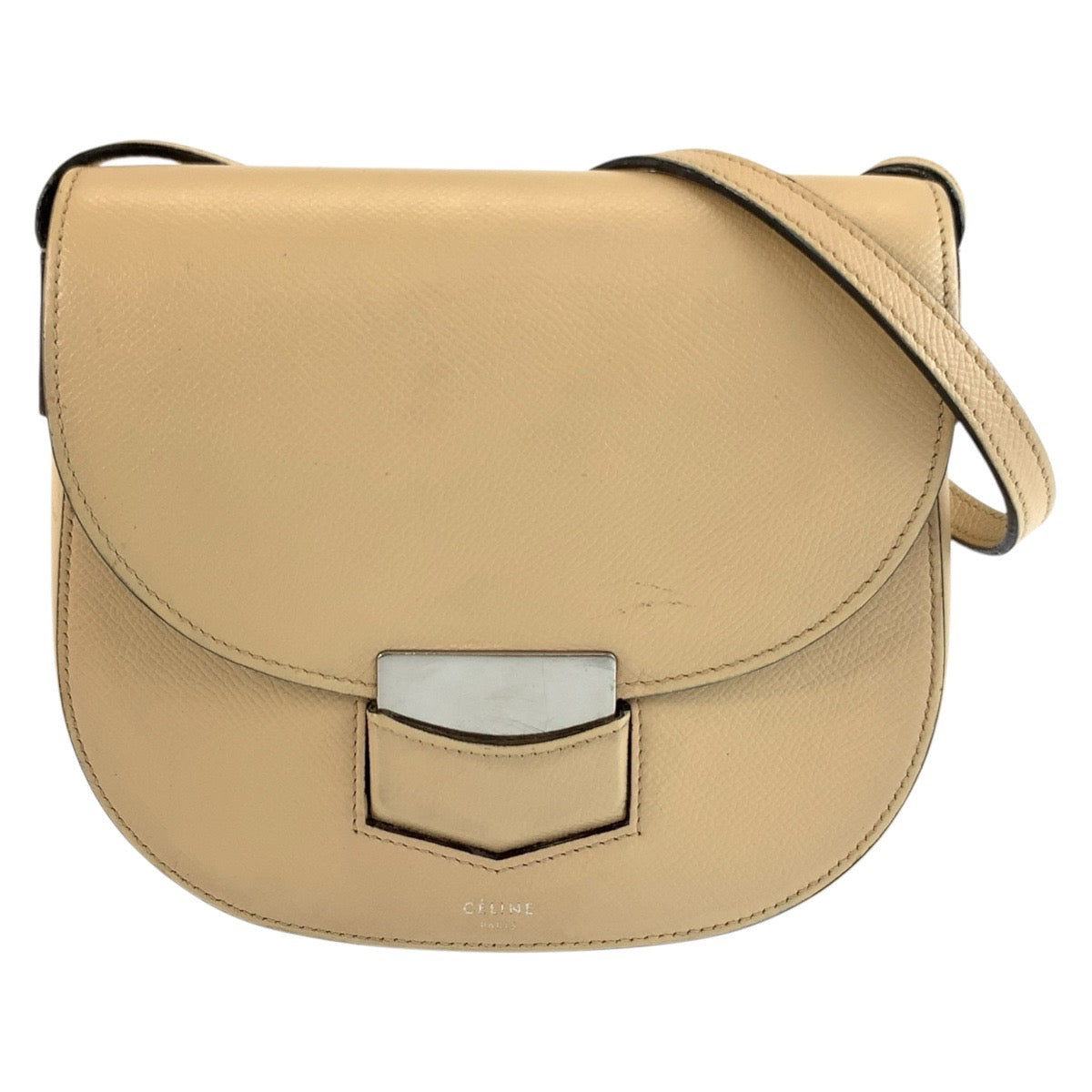 セリーヌ スモール トロッター ショルダーバッグ ポシェット ベージュ レザー レディース CELINE 中古