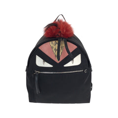 フェンディ バッグ バグズ モンスター リュックサック バックパック ブラック ピンク レッド ナイロン レザー レディース FENDI 中古