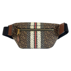バーバリー TBモノグラム ボディバッグ ウエストポーチ バムバッグ ブラウン PVC メンズ BURBERRY 中古
