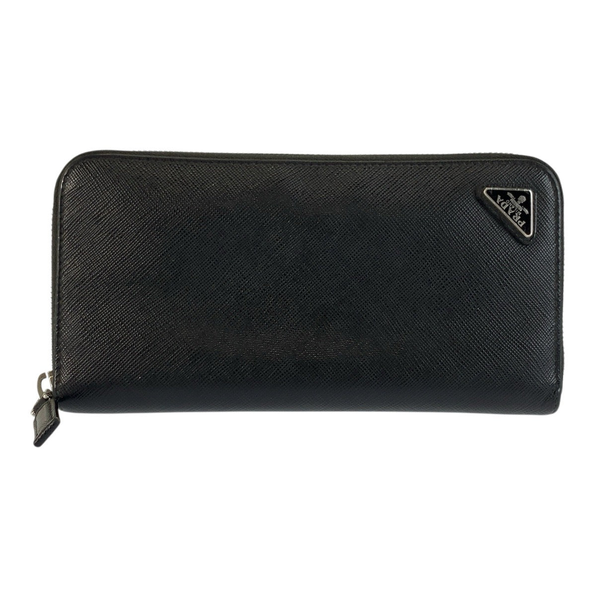 プラダ サフィアーノ 三角ロゴプレート 長財布 ロングウォレット ブラック 黒 レザー メンズ PRADA 中古