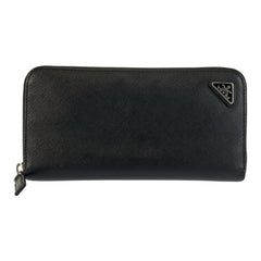 プラダ サフィアーノ 三角ロゴプレート 長財布 ロングウォレット ブラック 黒 レザー メンズ PRADA 中古