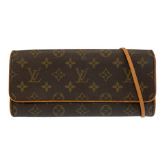 ルイ ヴィトン モノグラム ポシェットツインGM ショルダーバッグ ポシェット M51852 ブラウン PVC レザー レディース LOUIS VUITTON 中古