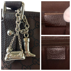 グッチ GG柄 ショルダーバッグ メッセンジャーバッグ 268620 ブラウン ナイロン レザー レディース GUCCI 中古
