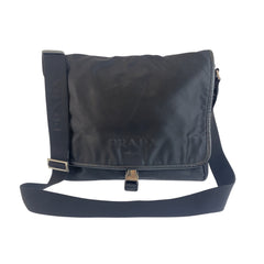 プラダ テスート ジャガードロゴ ショルダーバッグ メッセンジャーバッグ ブラック ナイロン メンズ PRADA 中古