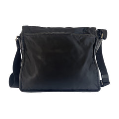 プラダ テスート ジャガードロゴ ショルダーバッグ メッセンジャーバッグ ブラック ナイロン メンズ PRADA 中古