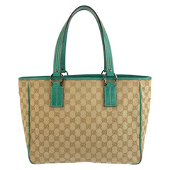 グッチ GGキャンバス トートバッグ ショルダーバッグ 113017 グリーン ベージュ キャンバス レディース GUCCI 中古