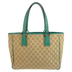 グッチ GGキャンバス トートバッグ ショルダーバッグ 113017 グリーン ベージュ キャンバス レディース GUCCI 中古