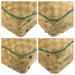 グッチ GGキャンバス トートバッグ ショルダーバッグ 113017 グリーン ベージュ キャンバス レディース GUCCI 中古