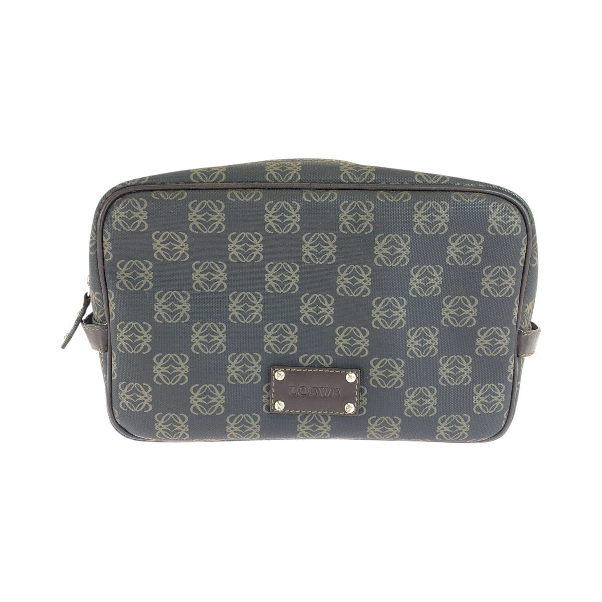 ロエベ リピートアナグラム クラッチバッグ セカンドバッグ ブラック ブラウン PVC メンズ LOEWE 中古