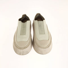 ジルサンダー プラットフォーム スリッポン スニーカー ローカットスニーカー ホワイト アイボリー レザー ラバー レディース JIL SANDER 中古