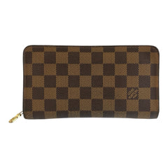 ルイ ヴィトン ダミエ ポルトモネジップ 長財布 ジッピー ロングウォレット N61728 ブラウン PVC レディース LOUIS VUITTON 中古